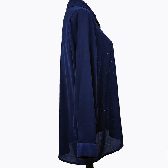 George Navy Blue Sheer Blouse - Picture 3 of 4